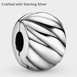 Authentic Pandora 925 Sterling Silver Polished Feathered Clip Charm